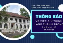 Tòa Tổng Giám mục Sài Gòn thông báo về việc giữ thinh lặng thánh trong thánh lễ